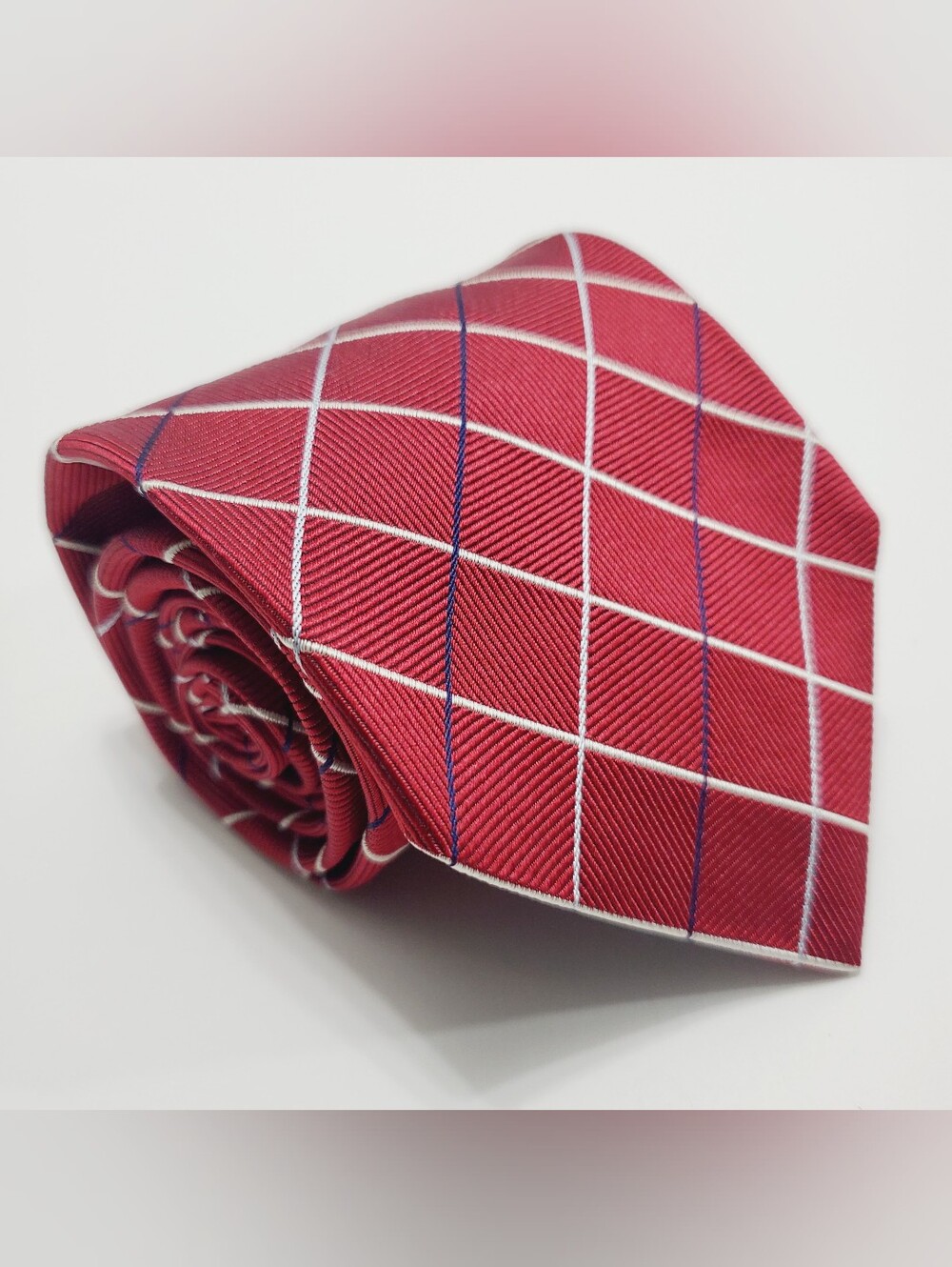 Brooks Brothers Makers Men's Silk Neck Tie Red Check Pattern Jacquard Fabric
